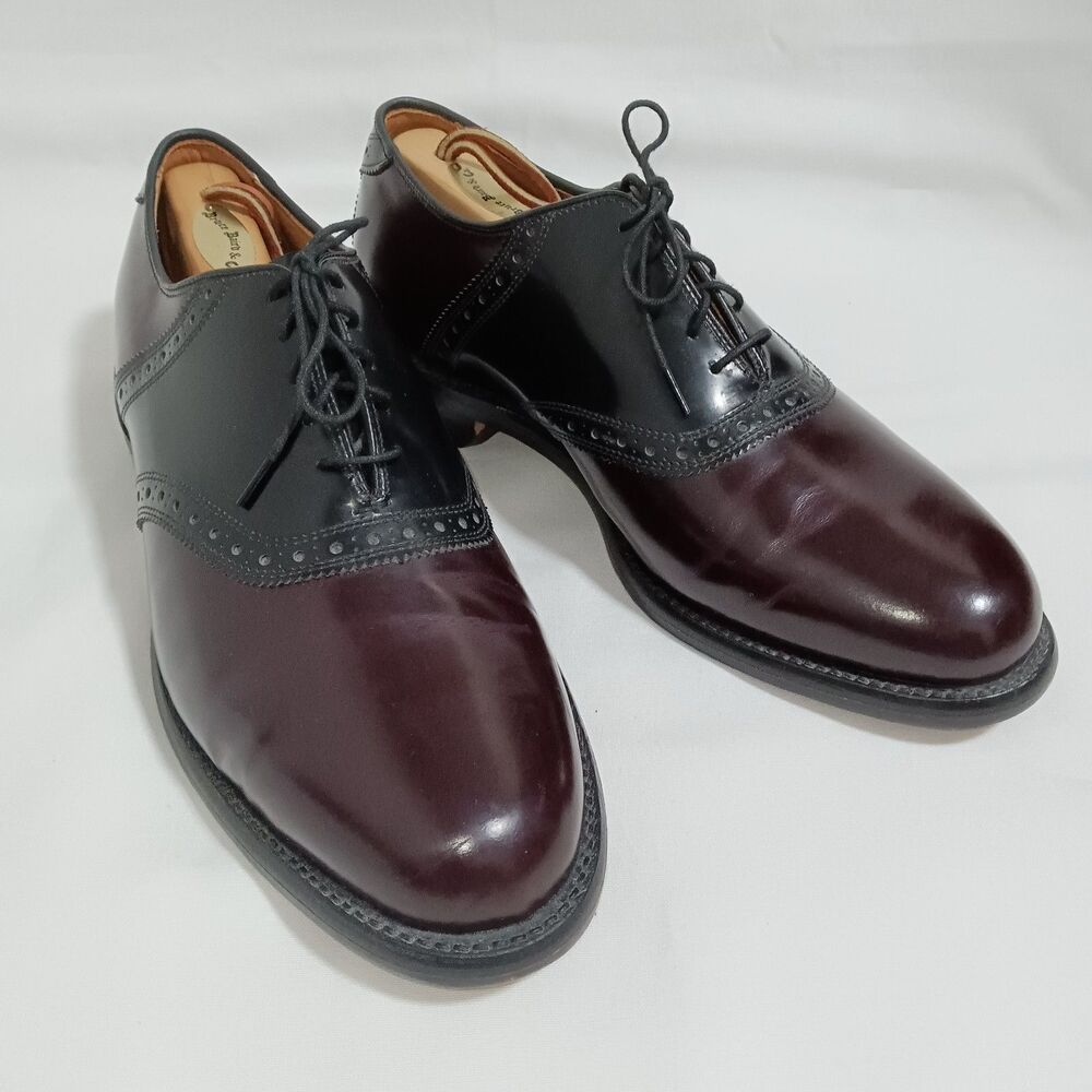 Allen Edmonds Shelton Men's Leather Saddle Oxford Size 9 EEE Black/Burgundy USA
